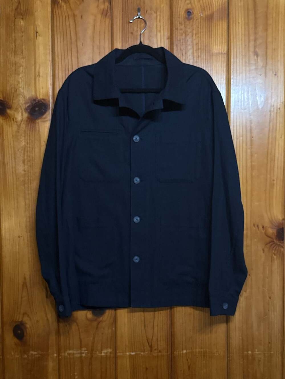 Mango Man Cotton Overshirt Size L Navy Blue Pocket Jacket Shacket